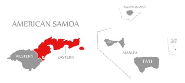 Doğu Amerika Samoa Adası kırmızısı vurgulandı
