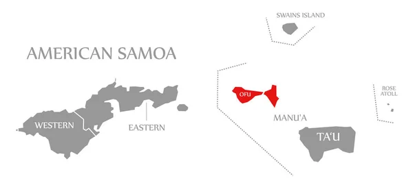 Isola Ofu Rosso Evidenziato Nella Mappa Isole Samoa Americane — Foto Stock