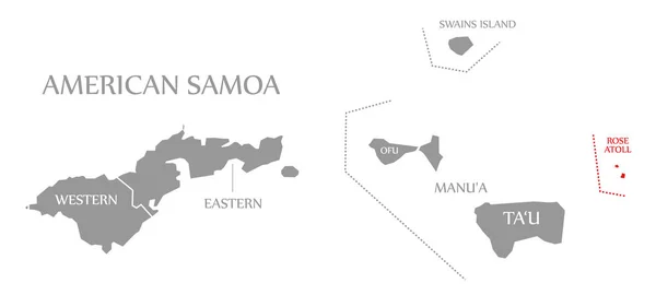 Rose Atoll Κόκκινο Τονίζεται Στο Χάρτη Των Αμερικανικών Νήσων Σαμόα — Φωτογραφία Αρχείου