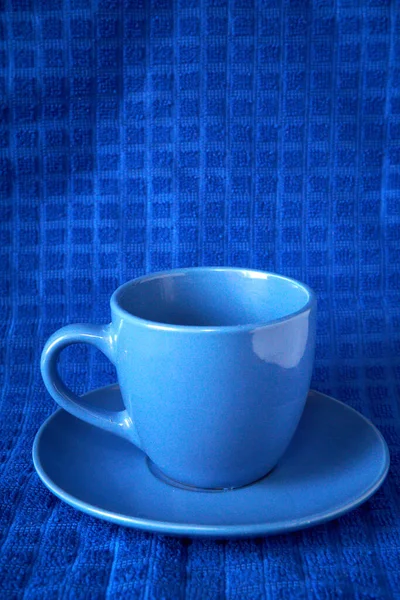 Кавова Чашка Синьому Текстурованому Фоні — стокове фото