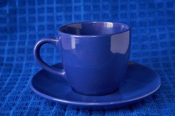 Coffee Cup Blue Textured Background — Stock Photo, Image