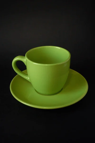 Green Coffee Cup Saucer — Stock Photo, Image