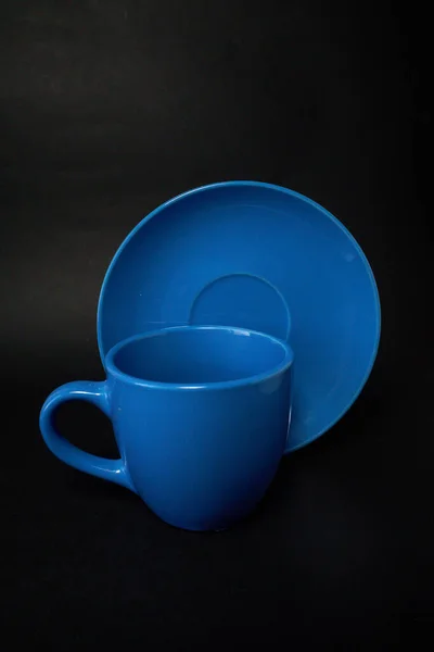 Hellblaue Tasse Mit Untertasse — Stockfoto