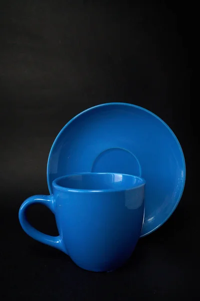 Голубая Чашка Блюдцем — стоковое фото