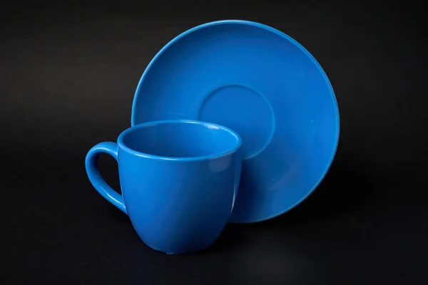 Light Blue Cup Saucer — Stock Photo, Image