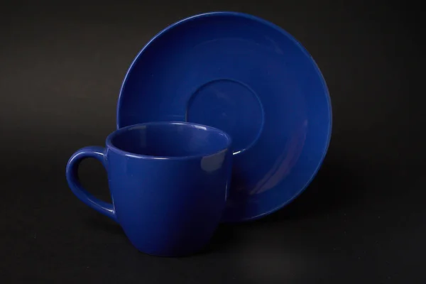 Blue Coffee Cup Saucer — Stock Photo, Image