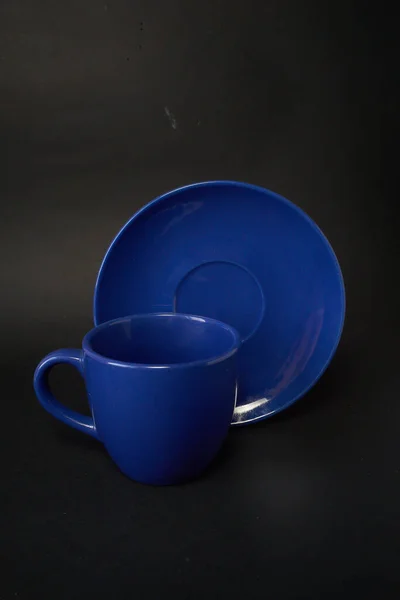 Uçan Daireyle Mavi Kahve Fincanı — Stok fotoğraf