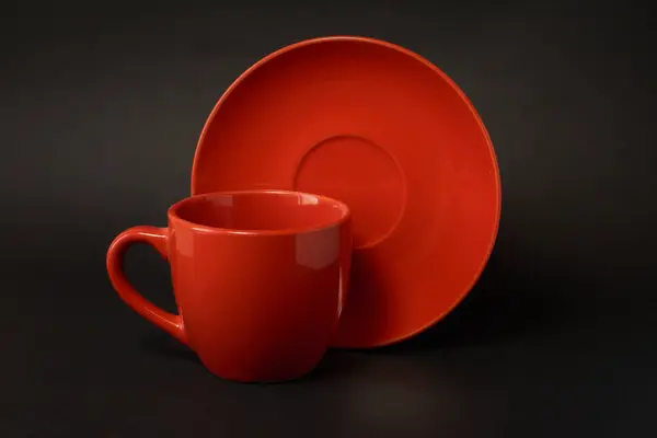Red Coffee Cup Saucer — Stock Photo, Image