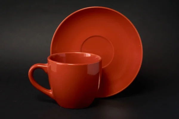 Red Coffee Cup Saucer — Stock Photo, Image
