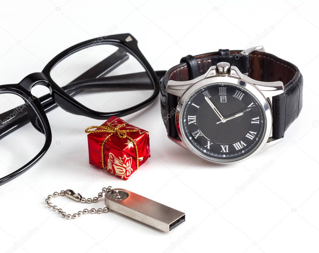 Business Christmas: glasses, men's watches