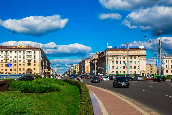 Aleja niepodległości Mińsk, Białoruś — Zdjęcie stockowe