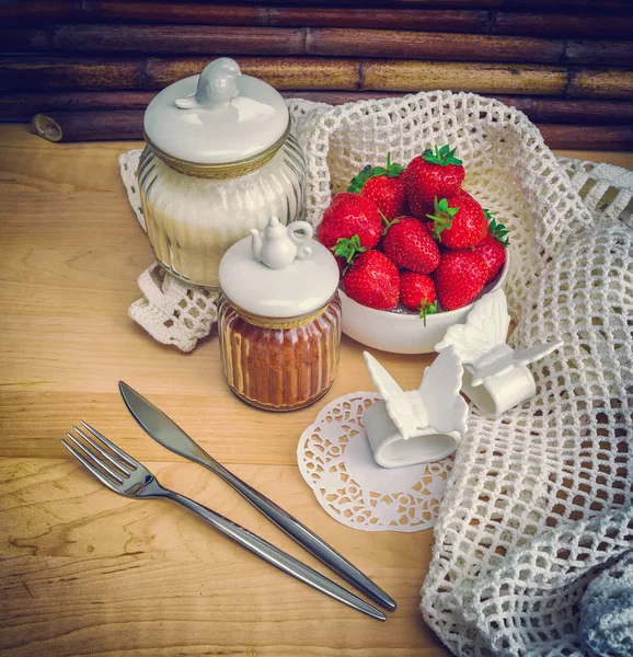 Reife Erdbeere, Nahaufnahme — Stockfoto