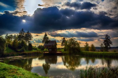 doğa göl kenarında ev