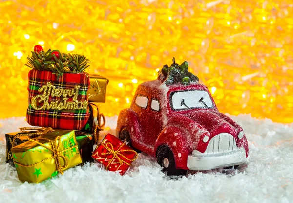 Férias de Natal, carro em miniatura — Fotografia de Stock