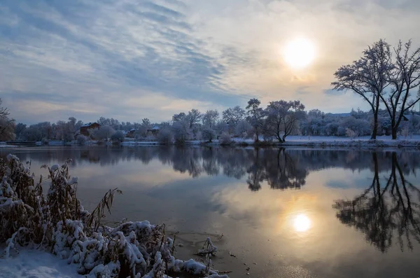 Paisagem de inverno com árvores — Fotografia de Stock