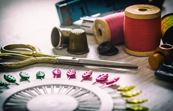 The concept of sewing accessories — 스톡 사진