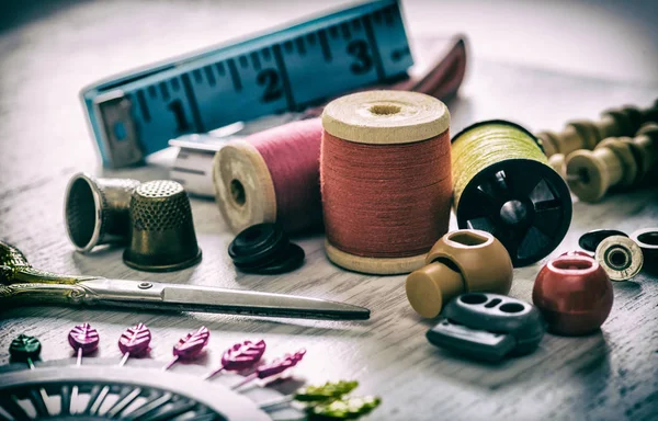 The concept of sewing accessories — 스톡 사진