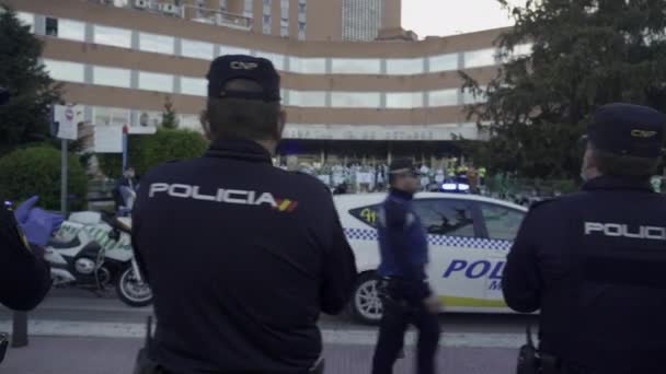 Számos Nemzeti Rendőrség Guardia Civil Tisztek Tapsol Egészségügyi Dolgozók Octubre — Stock videók