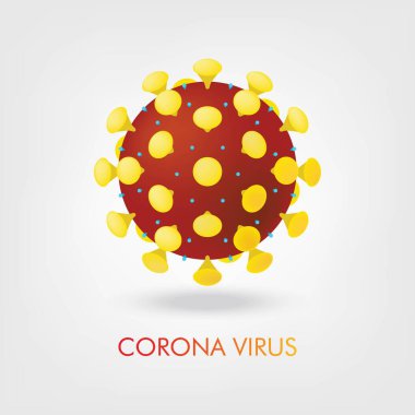 Coronavirus COVID-19 beyaz arka planda izole edildi. Çin 'den Wuhan virüsü. Vektör İllüstrasyonu