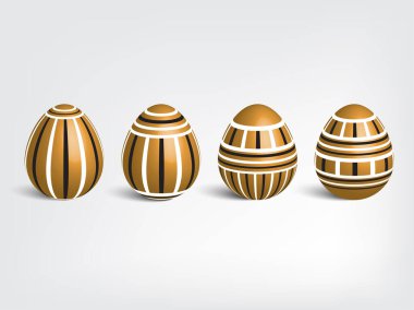 3D altın Paskalya yumurtası seti. Siyah beyaz desenli paskalya yumurtaları. Paskalya günü öğesi. dijital vektör tasarımı.