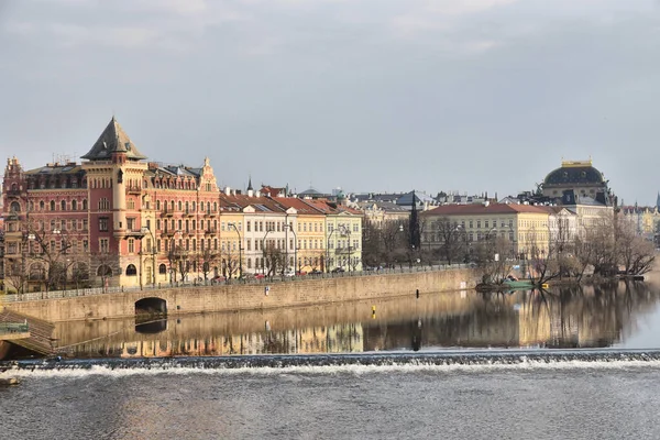 Praga República Checa Marzo 2020 Vista Del Paseo Marítimo Desde —  Fotos de Stock