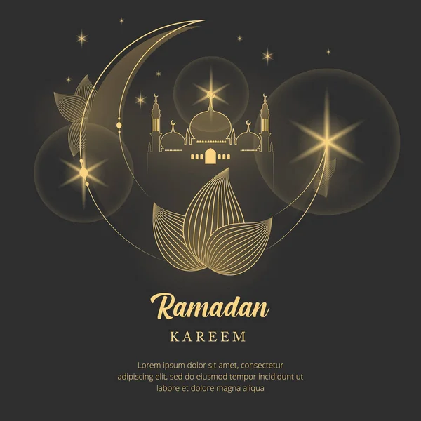 Ilustracja Wektorowa Grafika Ramadan Kareem Luksusowym Złotym Meczetem Księżycu — Zdjęcie stockowe