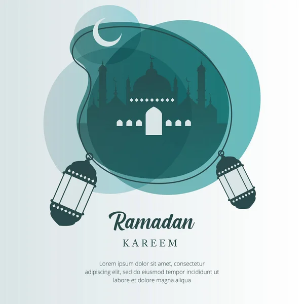 Illustration Vector Graphic of Ramadan Kareem with Abstract Liquid Shape Style