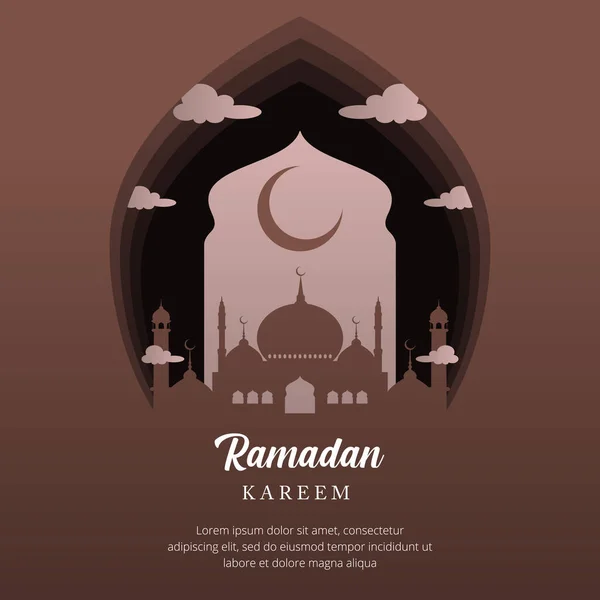 Illustration Vector Graphic of Ramadan Kareem with Paper Cut Style
