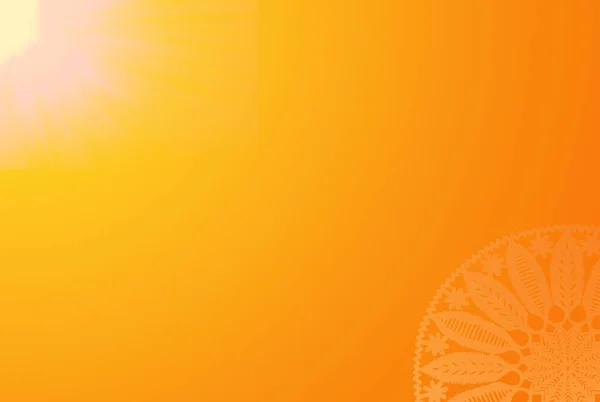 Sunny Summer Orange Background Bright Sun Vintage Decorative Circle Design — Stock Photo, Image