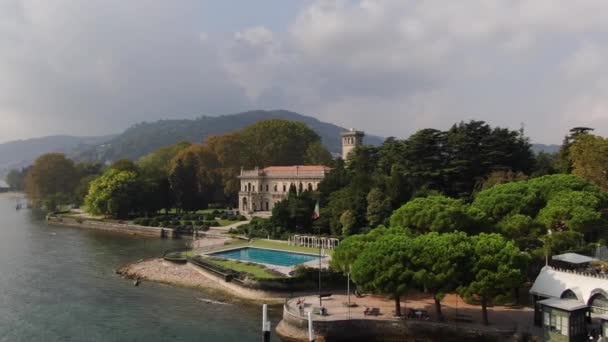 Cernobbio Italien September 2019 Panorama Luftaufnahme Der Villa Erba Eine — Stockvideo