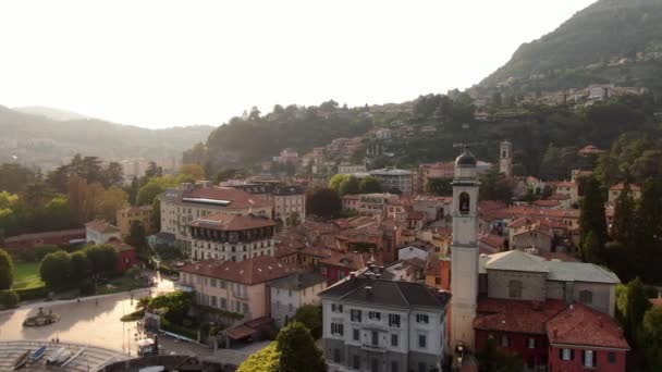 Cernobbio Resort Popular Lago Como Entre Alpes Italianos Vista Aérea — Vídeo de Stock