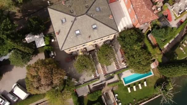 Vista Superior Villa Teodolind Pequeña Ciudad Laglio Lago Como Italia — Vídeo de stock