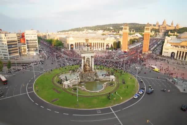 Barcelona Celebration Plaza — Stockvideo