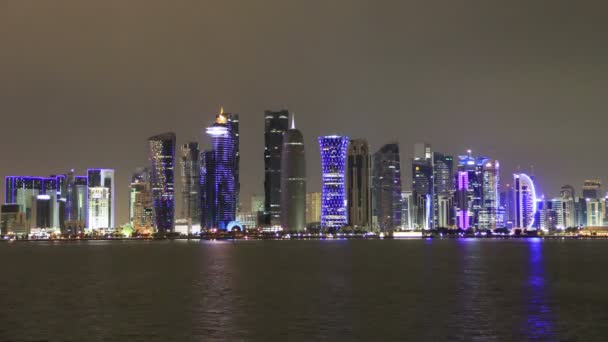 Doha Stadsbilden Skyline — Stockvideo