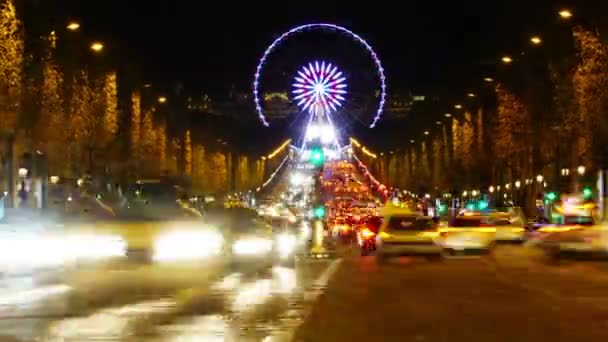 Parijs Ferry Wielen Champs Elysees — Stockvideo