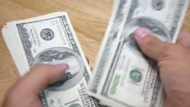 Bargeld Dollar Dollar Dollar Dollar Handzählung — Stockvideo