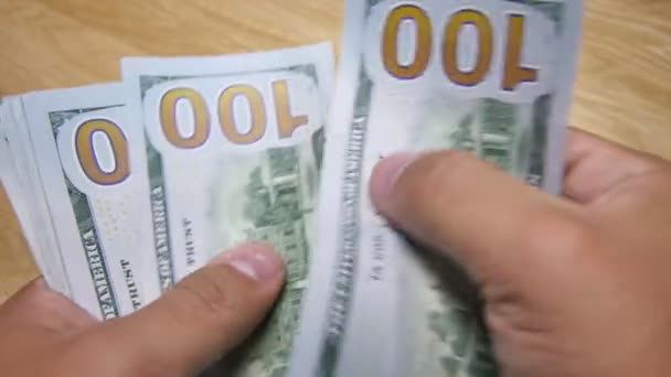 Dollar Wood Counting Rev — Stockvideo
