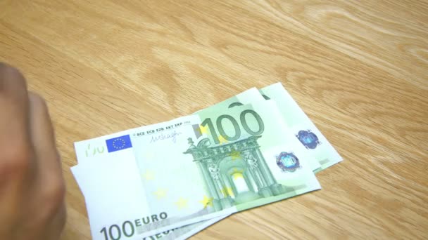 Euro 100 Madeira Contabilidade — Vídeo de Stock
