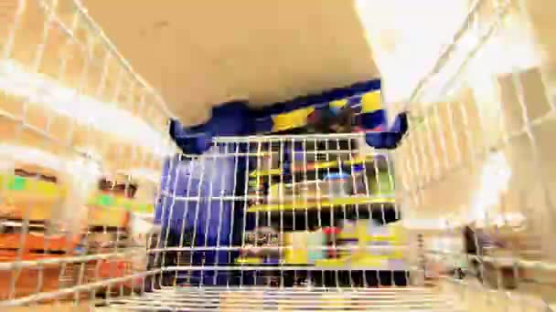 Shopping Carrinho Compras Supermercado — Vídeo de Stock