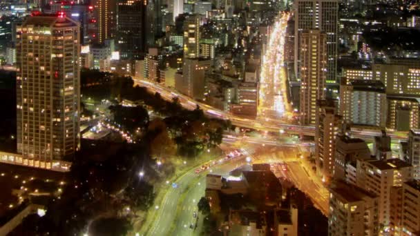 Αυτοκίνητο Οδήγηση Της Πόλης Αυτοκινητόδρομο Νύχτα Λήξη — Αρχείο Βίντεο