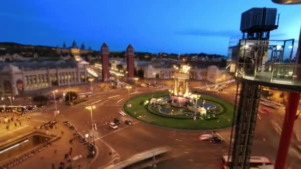 Timelapse Roundabout Traffic Barcelona — стоковое видео