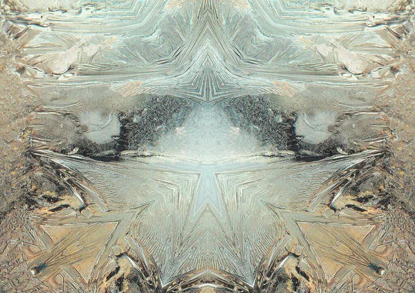 Fantasme Glacial Motifs Sur Verre Une Voiture Sur Pêche Hiver — Photo