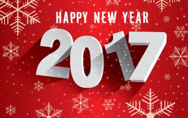 Mutlu yeni yıl 2017. Kar taneleri ile arka plan.
