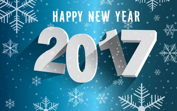 Feliz Año Nuevo 2017. Fondo con copos de nieve . — Vector de stock