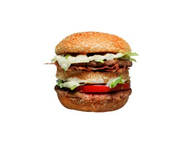 beyaz zemin üzerinde büyük hamburger