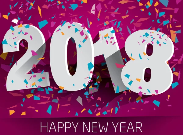 Düşen konfeti ile yeni yıl Happy 2018. Vektör kağıt illustr