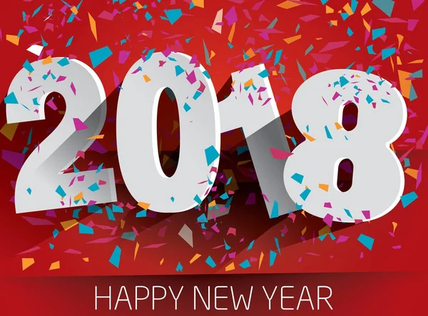 Щасливий 2018 рік новий рік з падінням конфетті. Векторна ілюстрація паперу — стоковий вектор