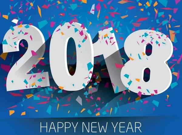 Happy 2018 Nieuwjaar met dalende confetti. Vector papier afb — Stockvector
