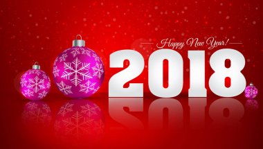 Kar ve kar taneleri ile kış arka plan üzerinde Noel topu. H