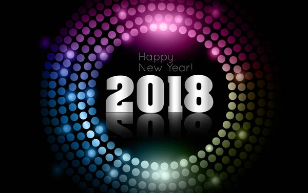 矢量-快乐新的一年 2018-金迪斯科灯光框架 — 图库矢量图片